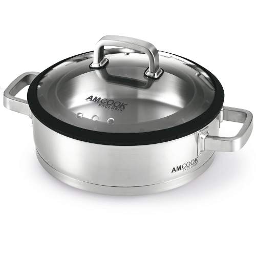 AMCOOK - Servierpfanne 28x8 mit Gourmetdeckel für Muldenlüfter - 8500748